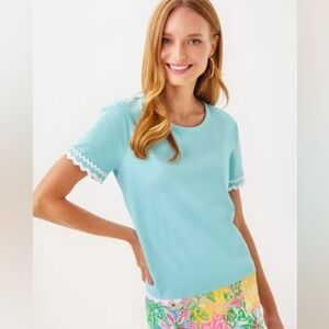 NWT Lilly Pulitzer Blue Ric Rac Trimmed Top - M